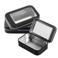 Chef 101 4 oz Rectangle Black Tin Container - with Window Lid - 100 count box