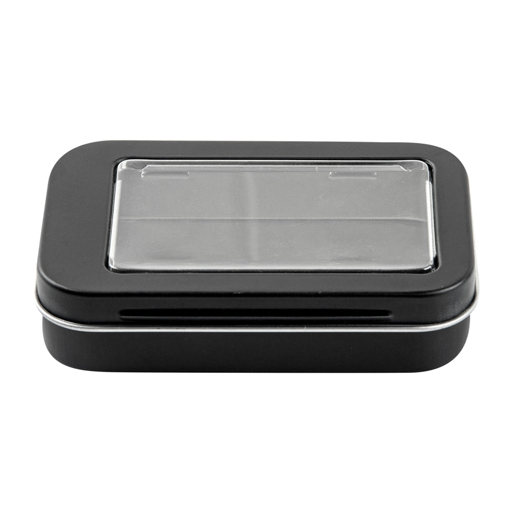 Chef 101 4 oz Rectangle Black Tin Container - with Window Lid - 100 count box