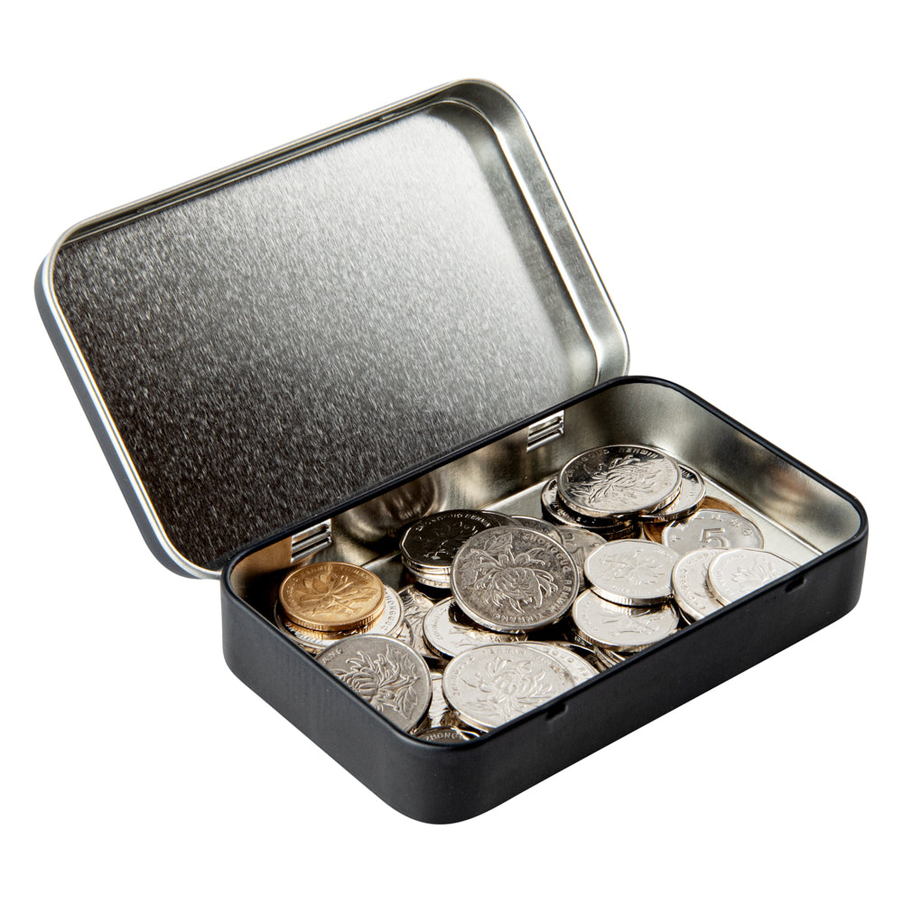 Chef 101 6 oz Rectangle Black Tin Container - with Hinged Lid - 100 count box