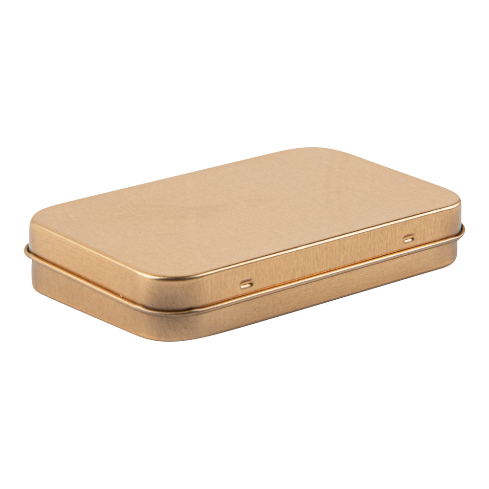 Chef 101 6 oz Rectangle Gold Tin Container - with Hinged Lid - 10 count box
