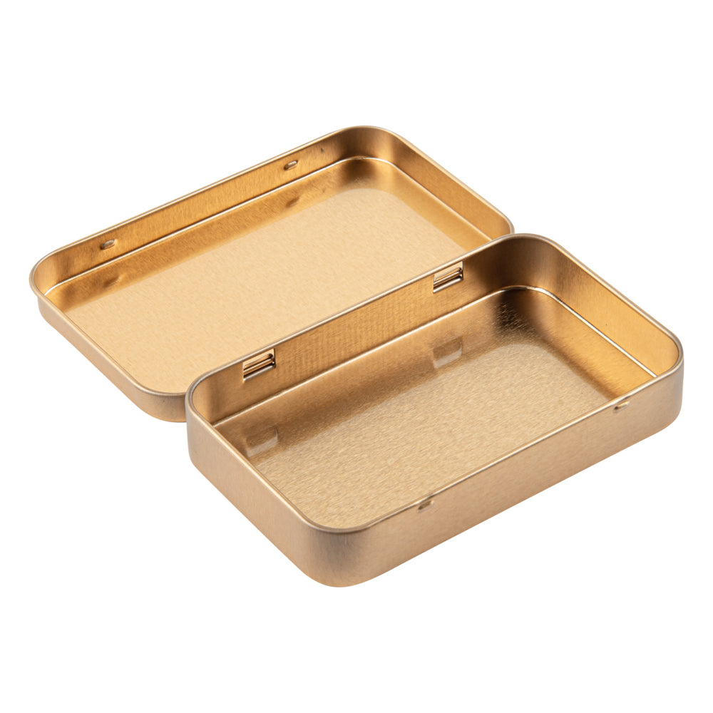 Chef 101 6 oz Rectangle Gold Tin Container - with Hinged Lid - 100 count box