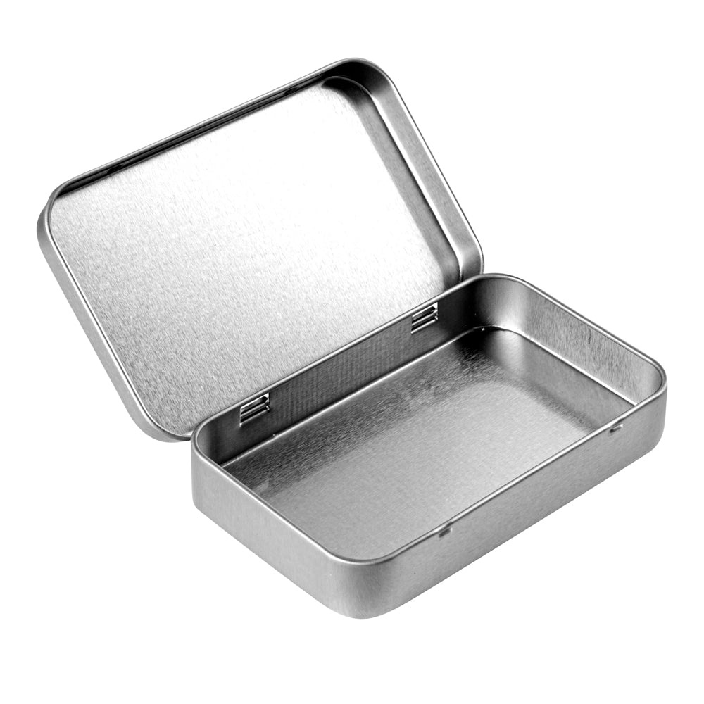 Chef 101 6 oz Rectangle Silver Tin Container - with Hinged Lid - 100 count box