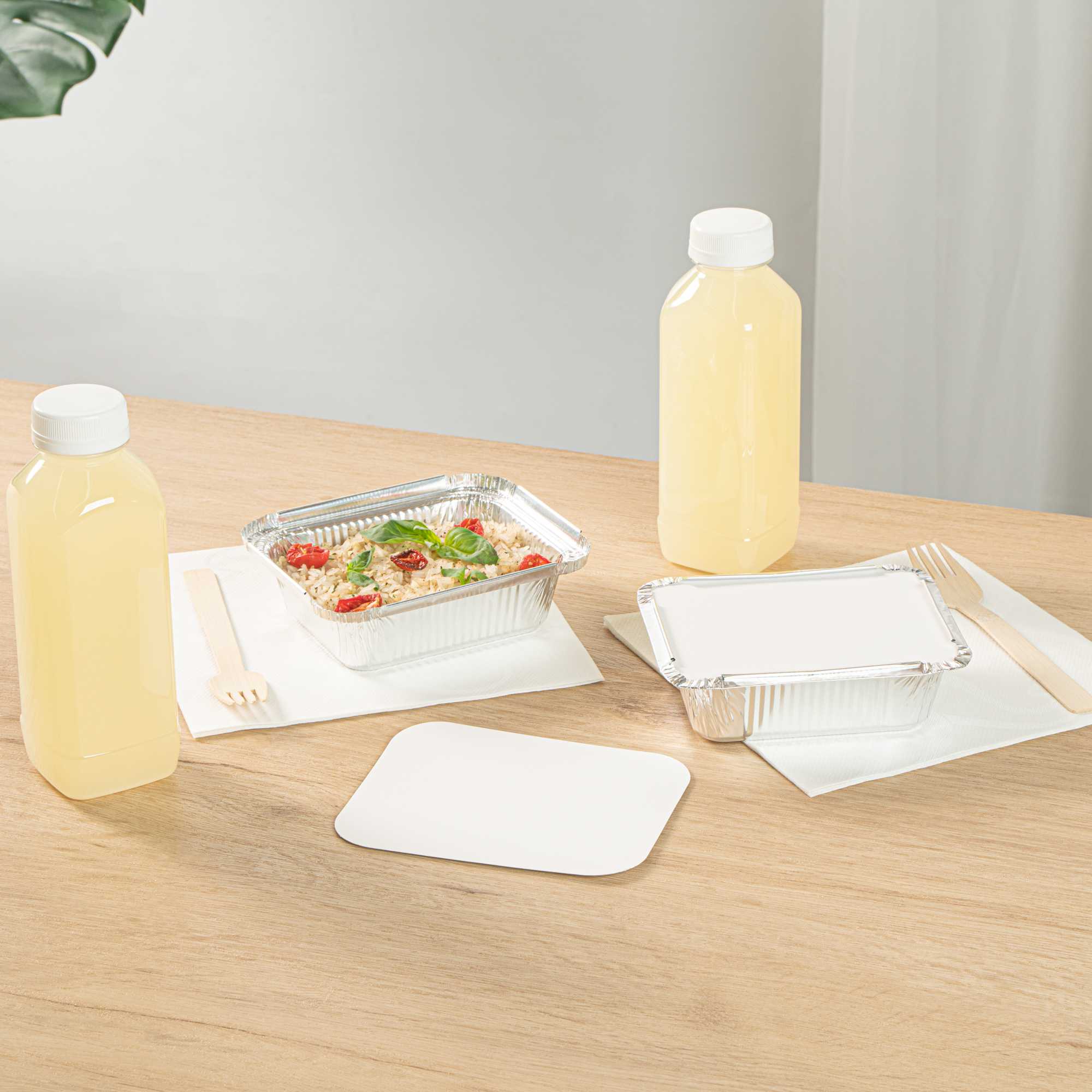 Foil Lux Oblong White Foil-Laminated Board Lid - Fits 1 lb Container - 100 count box