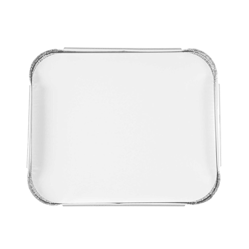 Foil Lux Oblong White Foil-Laminated Board Lid - Fits 1 lb Container - 100 count box