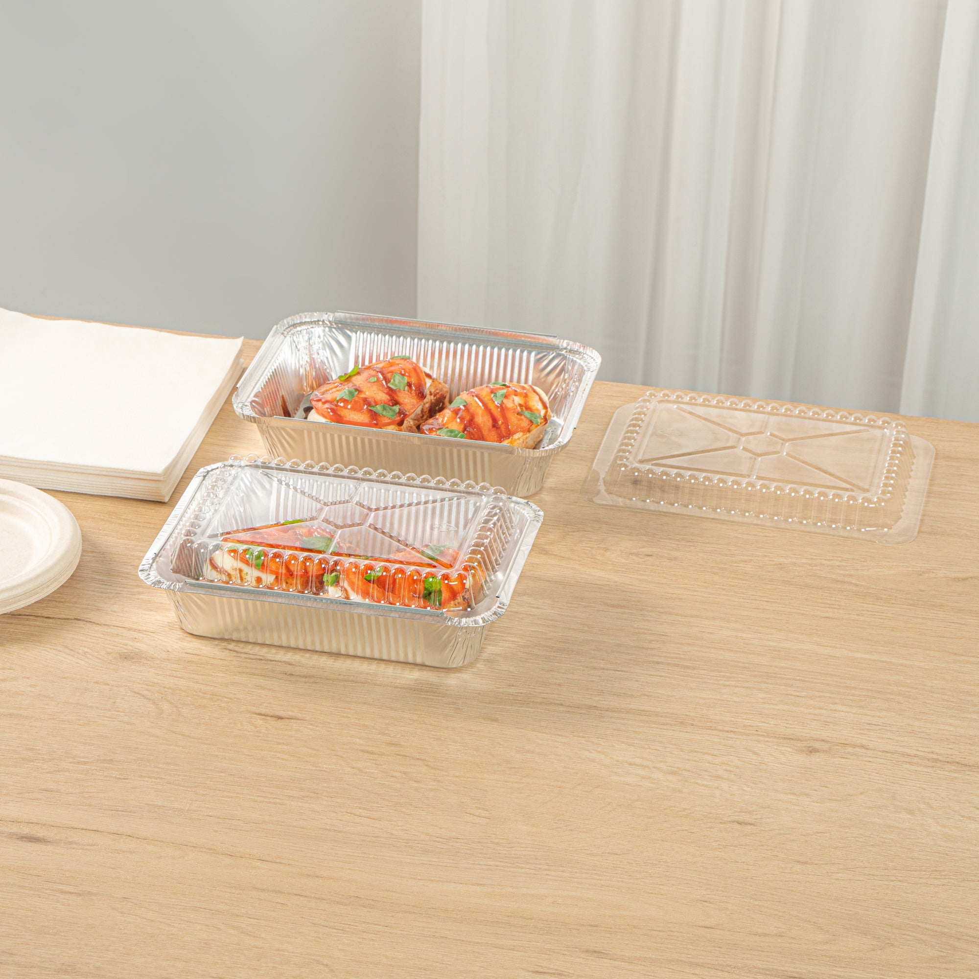 Foil Lux Oblong Clear Plastic Lid - Fits 2 1/4 lb Container - 100 count box