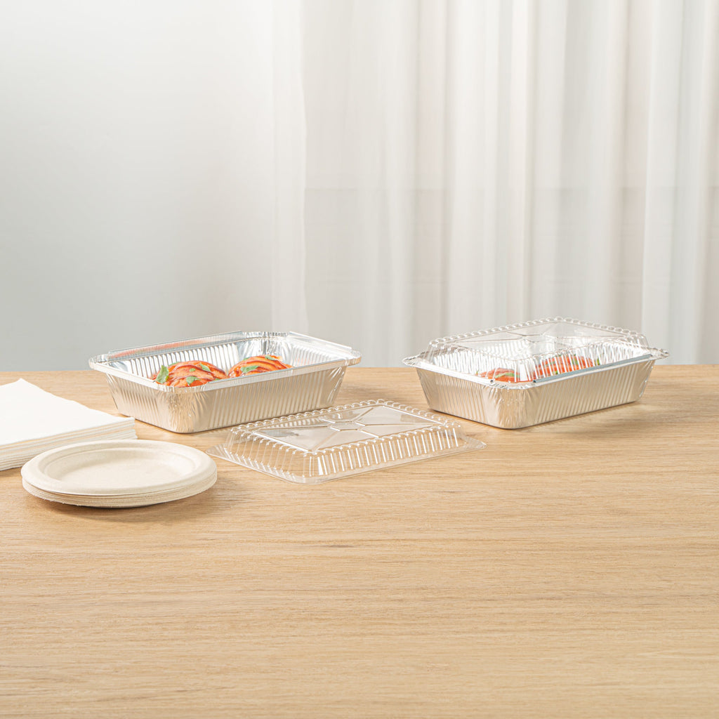 Foil Lux Oblong Clear Plastic Lid - Fits 2 1/4 lb Container - 100 count box