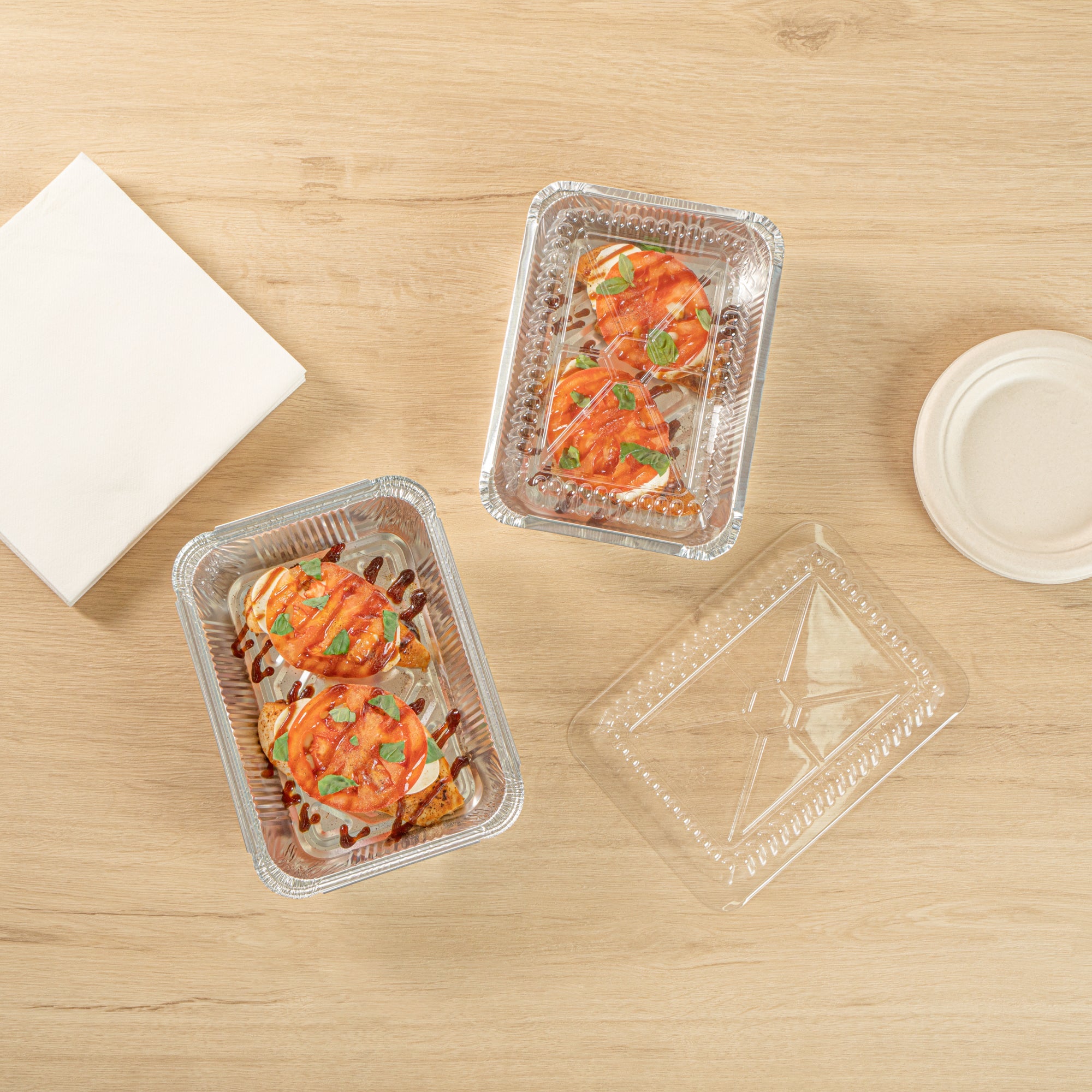 Foil Lux Oblong Clear Plastic Lid - Fits 2 1/4 lb Container - 100 count box