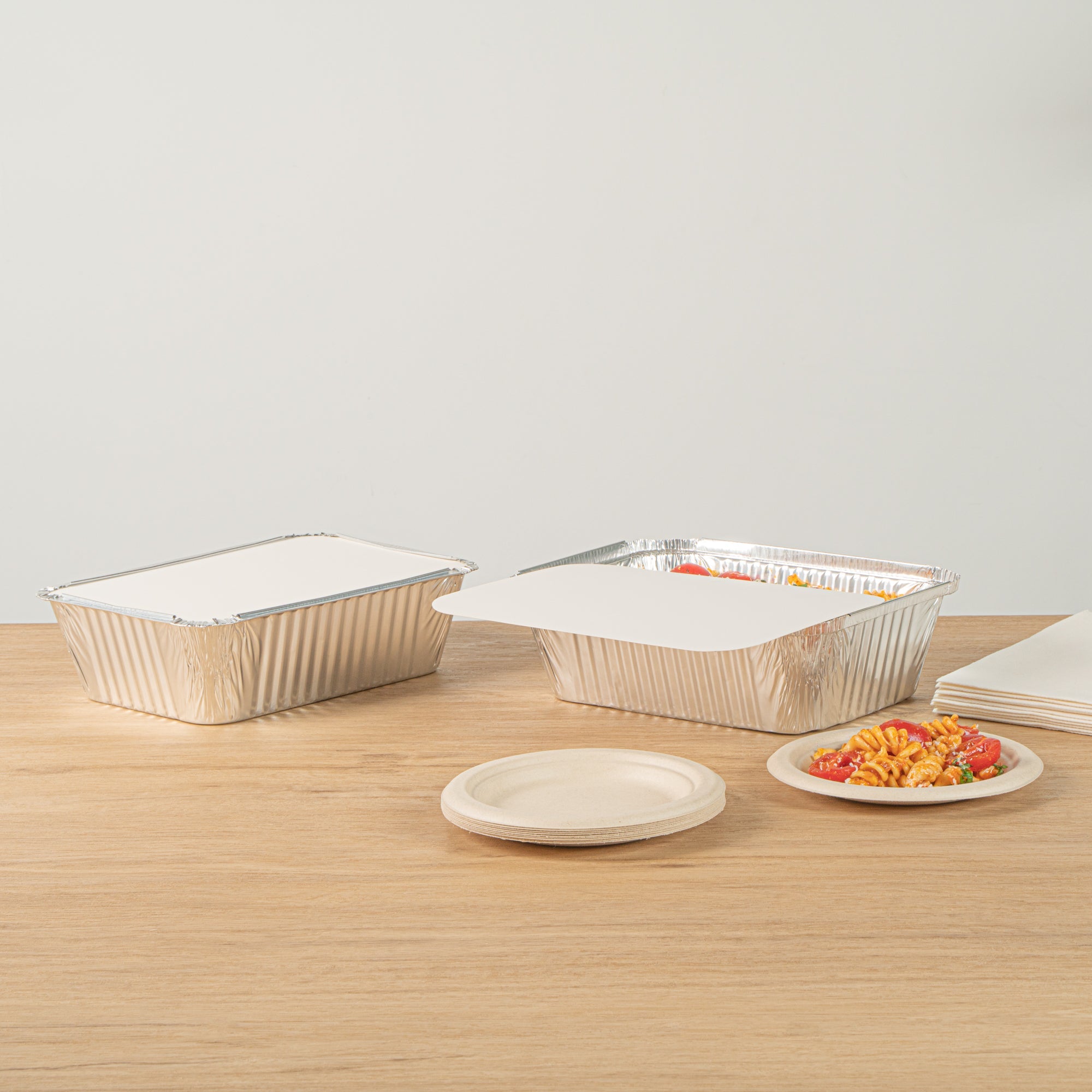 Foil Lux Oblong White Foil-Laminated Board Lid - Fits 5 lb Container - 100 count box