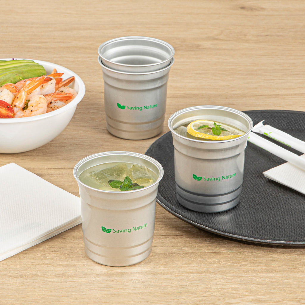 Saving Nature 10 oz Aluminum Drinking Cup - 3 1/2" x 3 1/2" x 3" - 100 count box