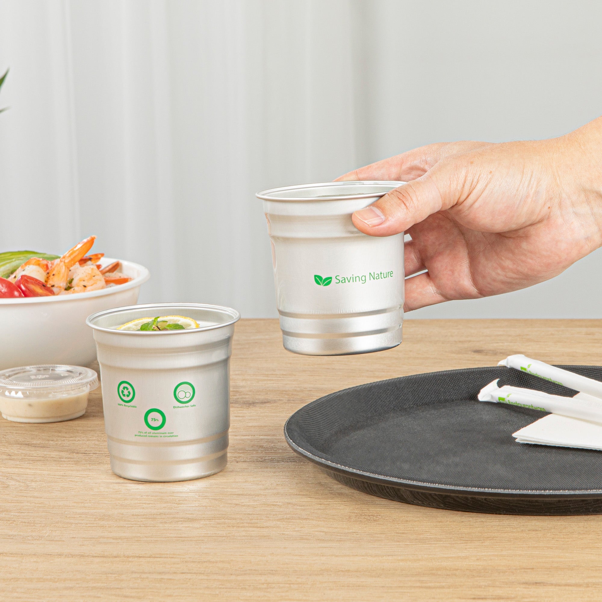 Saving Nature 10 oz Aluminum Drinking Cup - 3 1/2" x 3 1/2" x 3" - 100 count box
