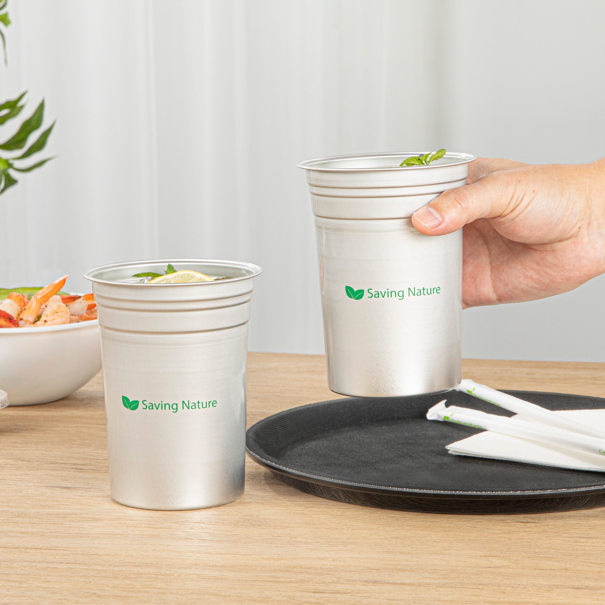 Saving Nature 20 oz Aluminum Drinking Cup - 3 3/4" x 3 3/4" x 5" - 10 count box