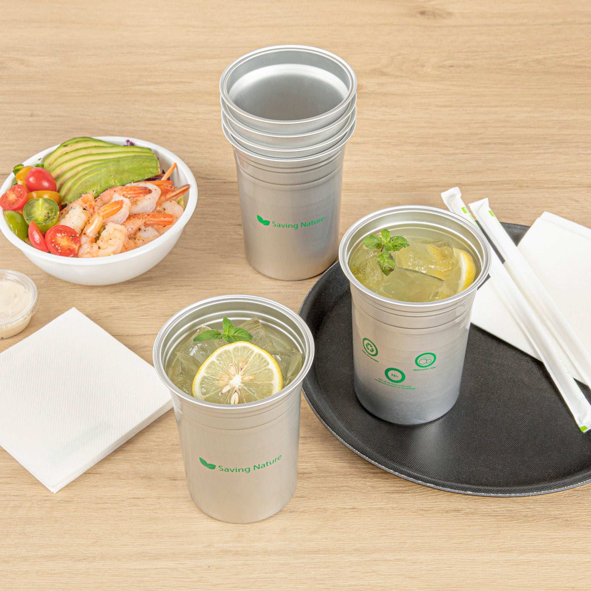 Saving Nature 20 oz Aluminum Drinking Cup - 3 3/4" x 3 3/4" x 5" - 100 count box