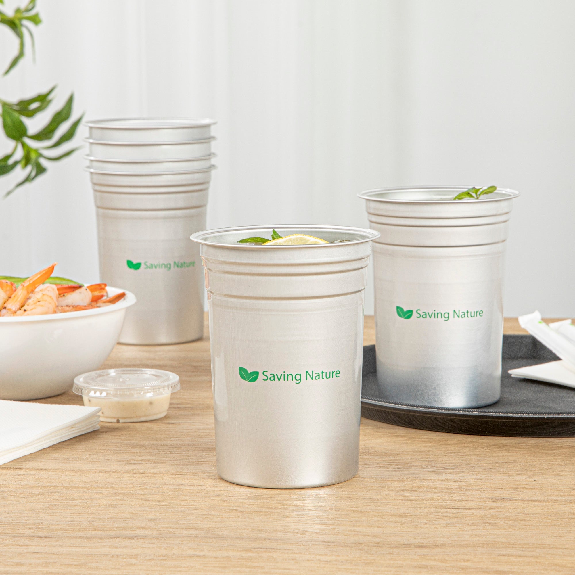 Saving Nature 20 oz Aluminum Drinking Cup - 3 3/4" x 3 3/4" x 5" - 100 count box