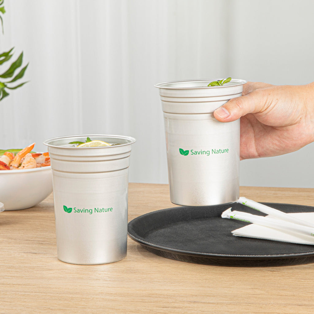 Saving Nature 20 oz Aluminum Drinking Cup - 3 3/4" x 3 3/4" x 5" - 100 count box