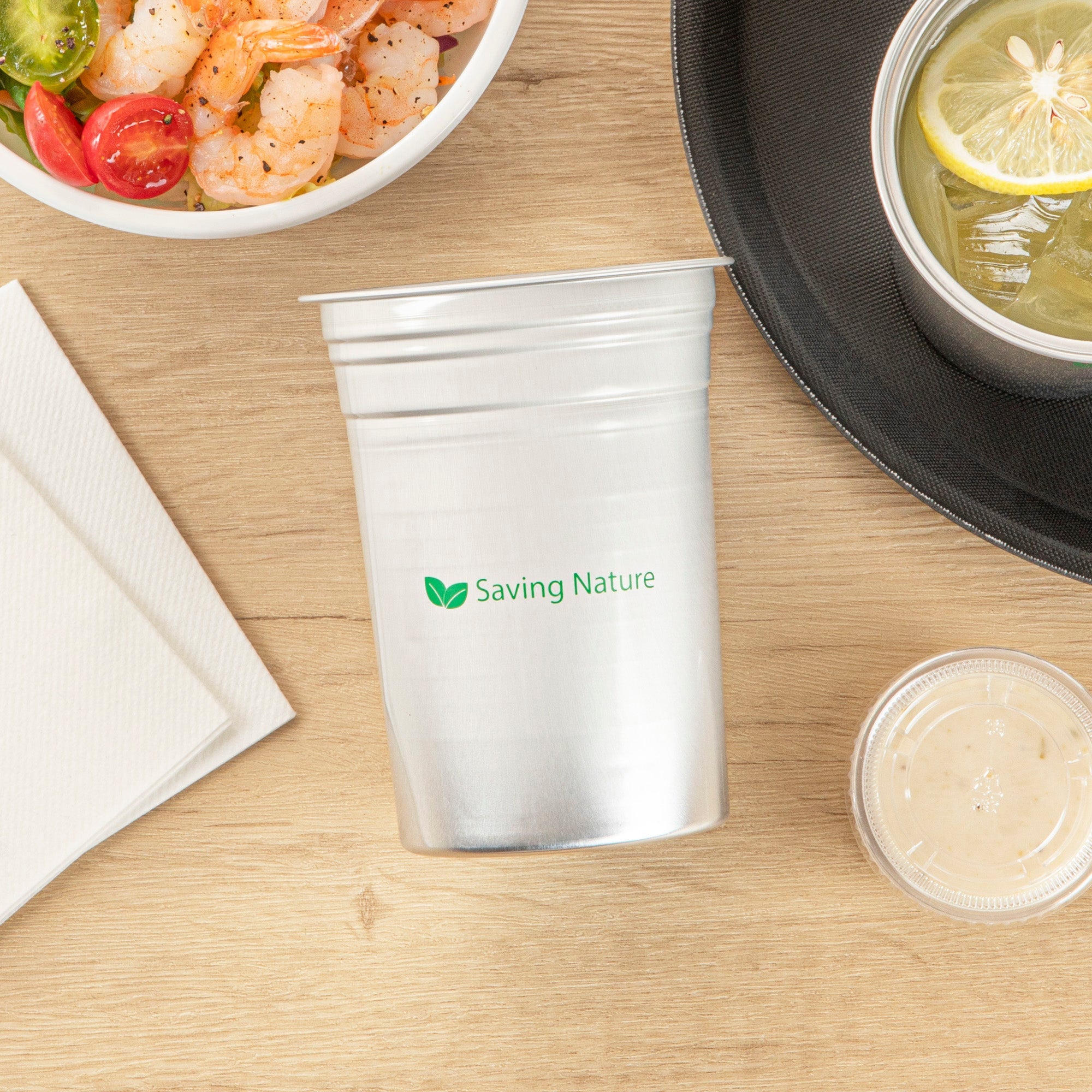 Saving Nature 20 oz Aluminum Drinking Cup - 3 3/4" x 3 3/4" x 5" - 100 count box