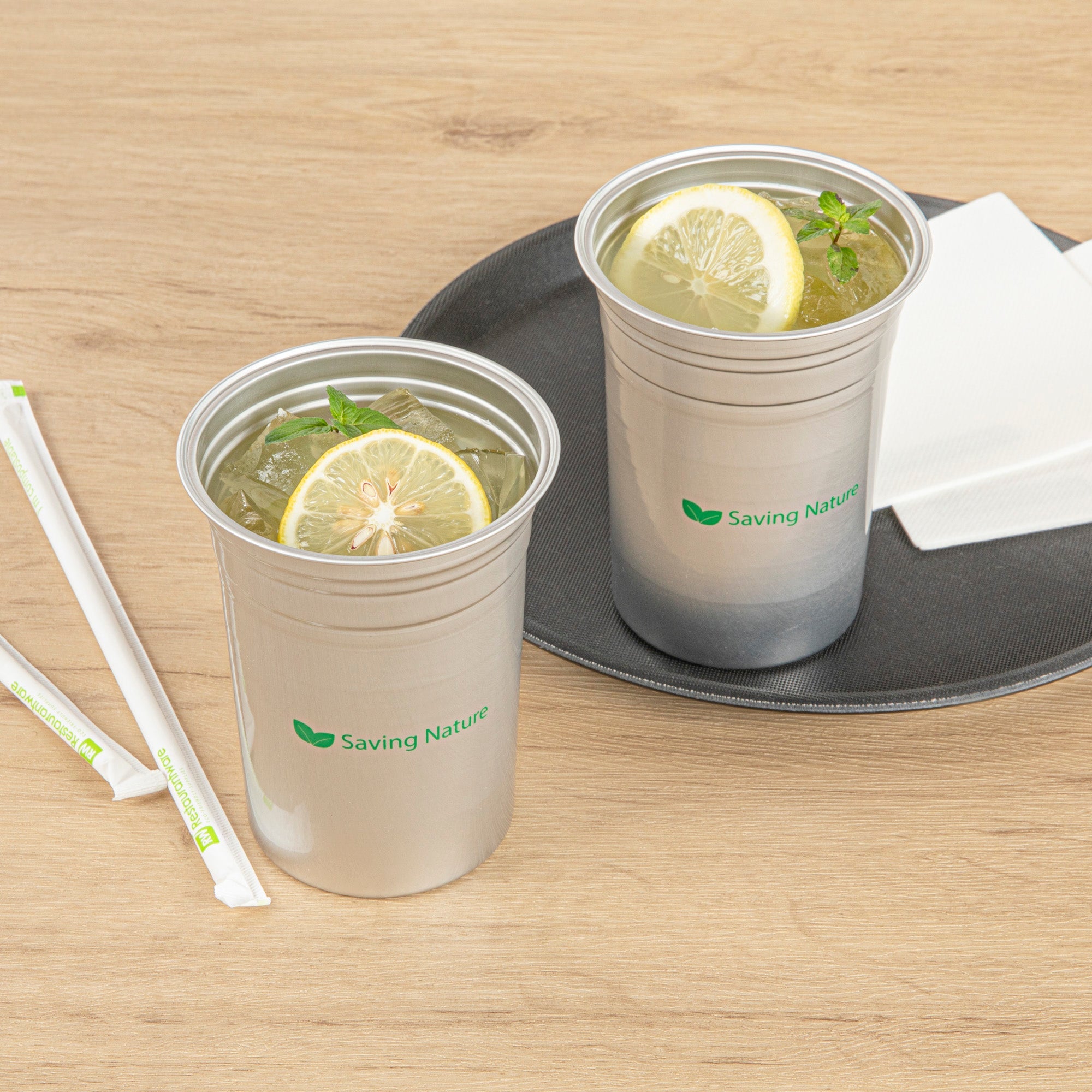 Saving Nature 20 oz Aluminum Drinking Cup - 3 3/4" x 3 3/4" x 5" - 100 count box