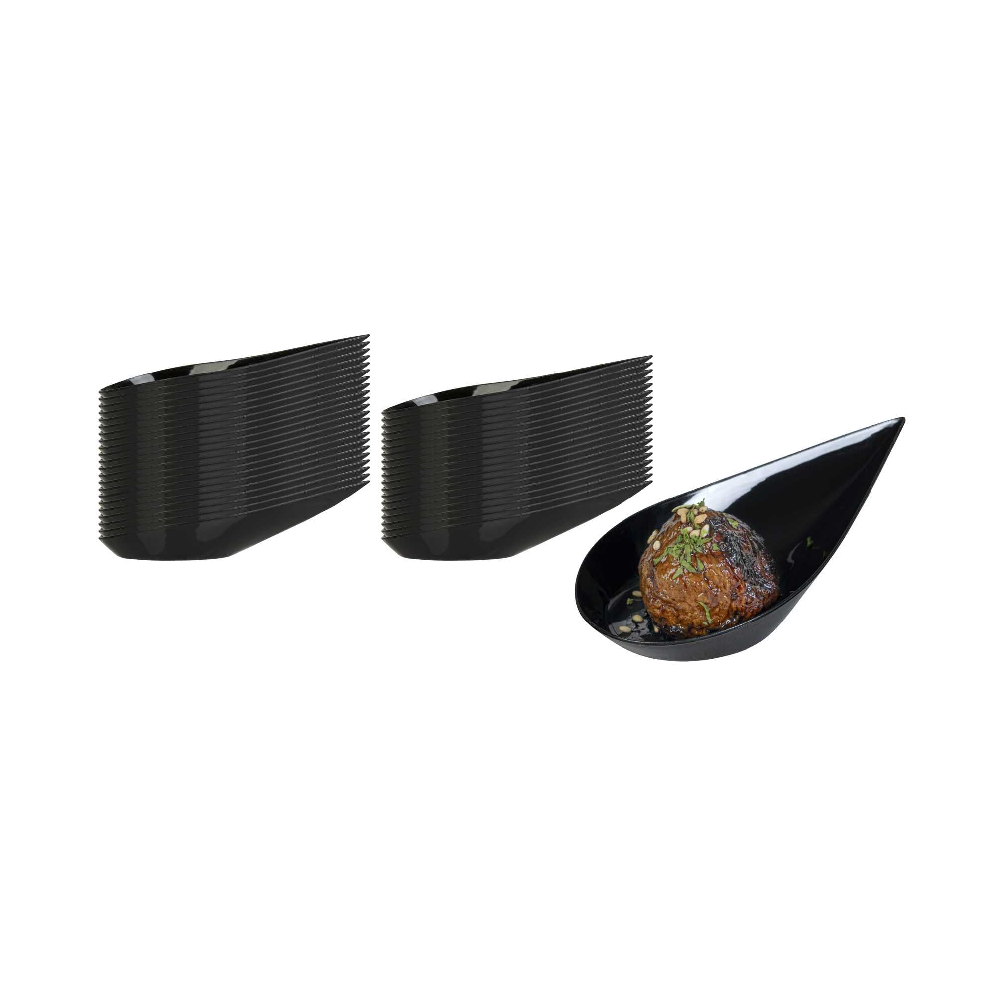 Mini Serve Teardrop Black Plastic Spoon - 4" x 2" x 1/2" - 20 count box