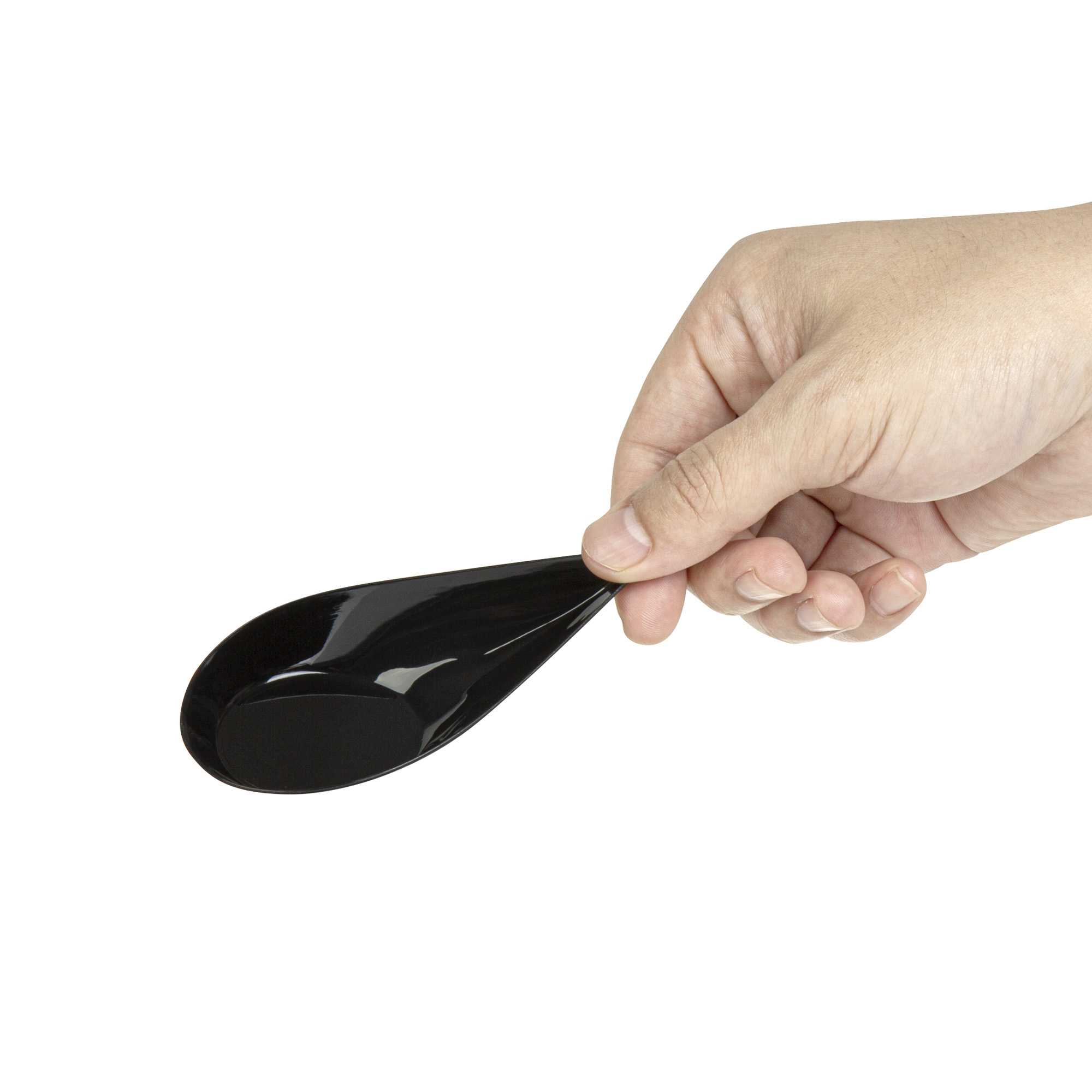 Mini Serve Teardrop Black Plastic Spoon - 4" x 2" x 1/2" - 20 count box