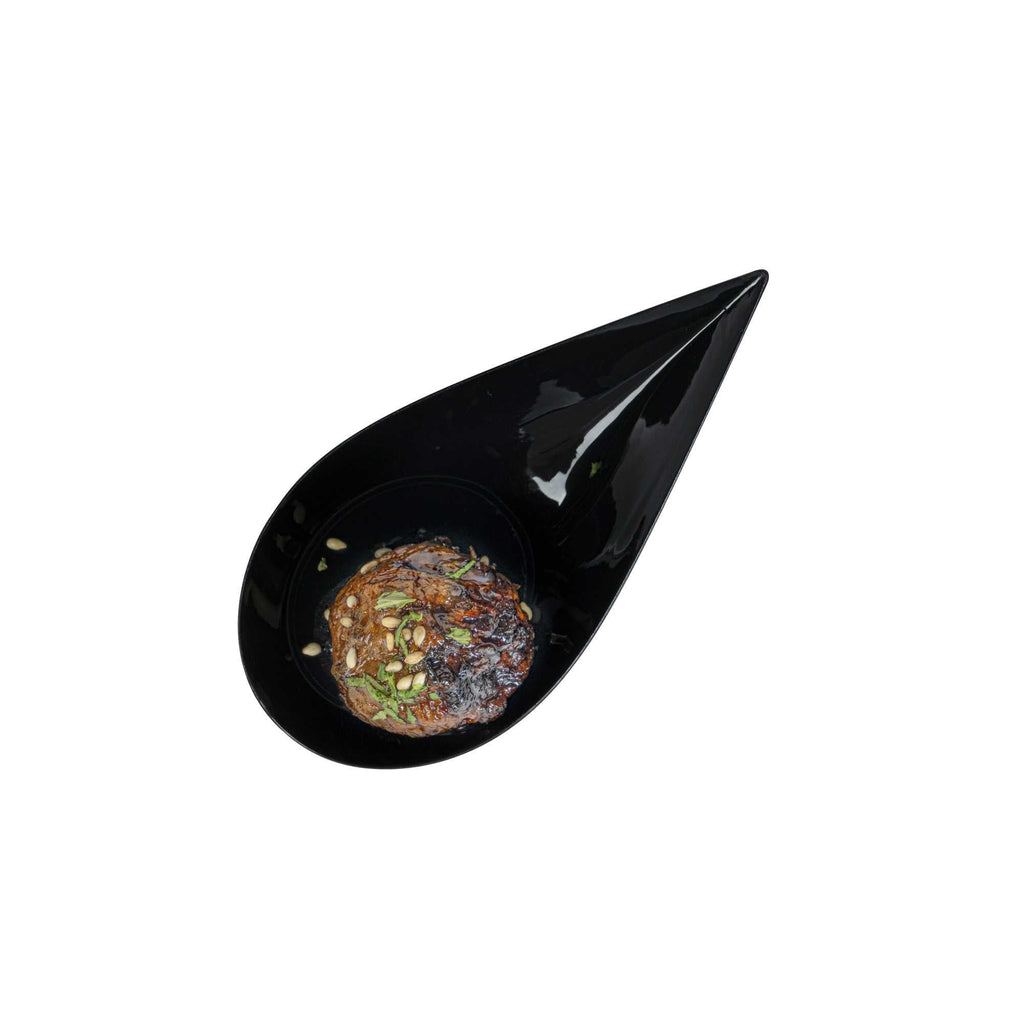 Mini Serve Teardrop Black Plastic Spoon - 4" x 2" x 1/2" - 100 count box