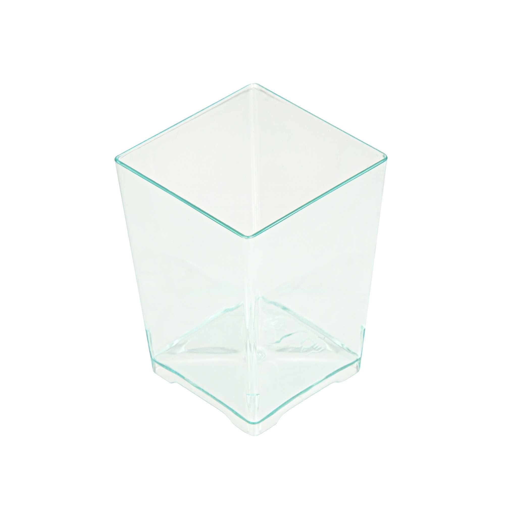 Mini Serve 4 oz Square Seagreen Plastic Tall Quadrato Cup - 2" x 2" x 2 3/4" - 100 count box
