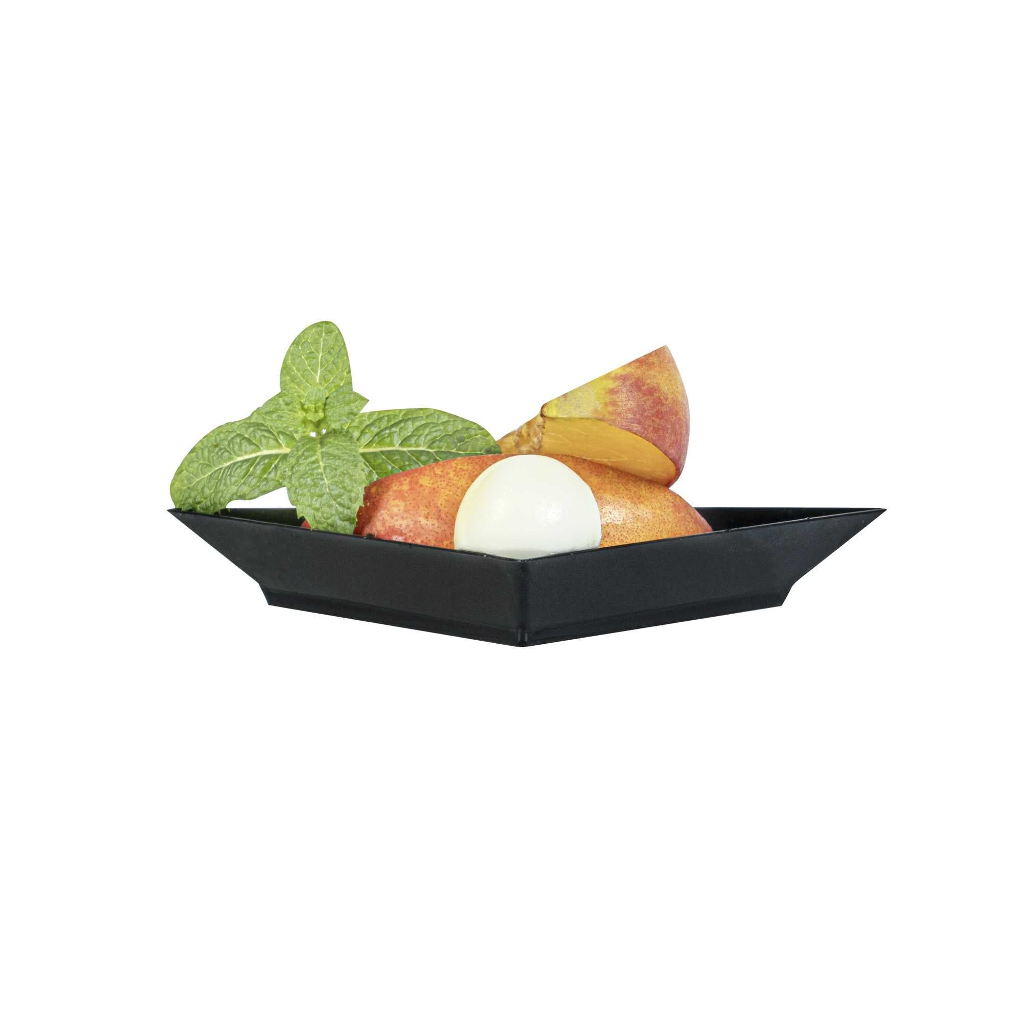 Mini Serve Black Plastic Mini Triangolo Appetizer Plate - 4" x 2" - 100 count box