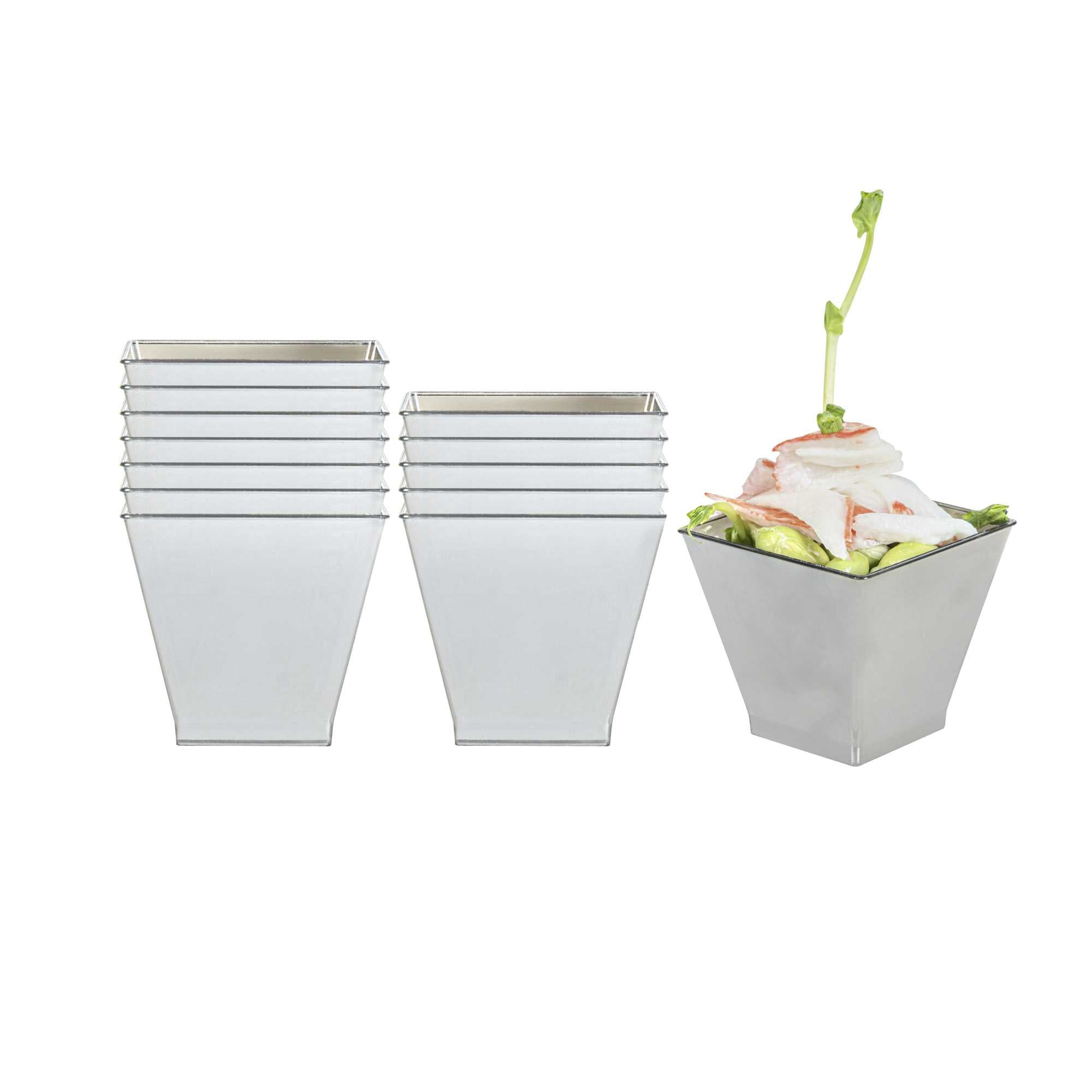 Mini Serve 2 oz Square Smoked Gray Plastic Mini Kova Cup - 2" x 2" x 1 3/4" - 100 count box