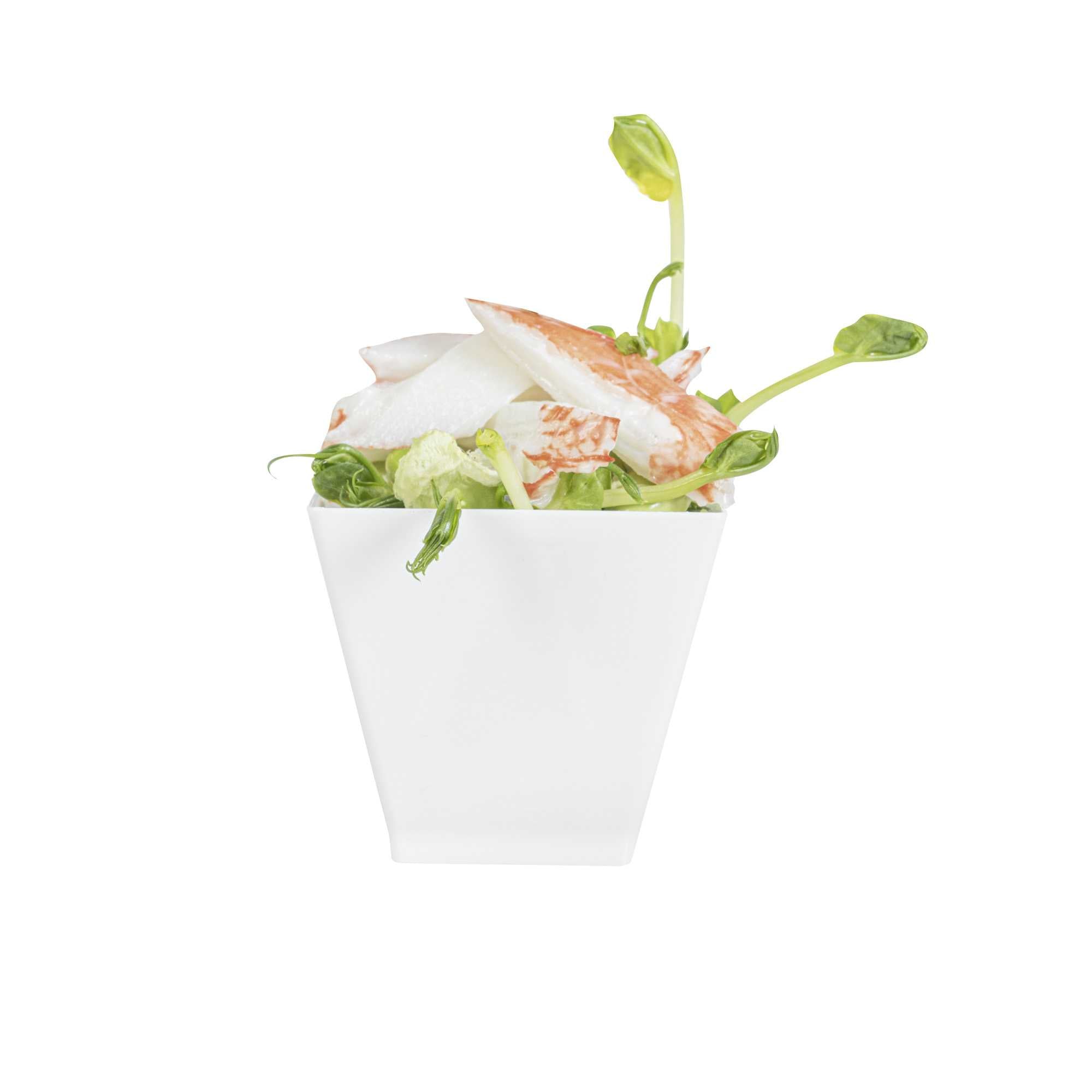 Mini Serve 2 oz Square White Plastic Mini Kova Cup - 2" x 2" x 1 3/4" - 100 count box