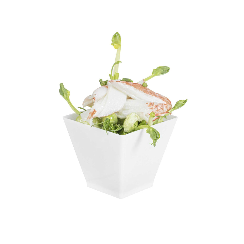 Mini Serve 2 oz Square White Plastic Mini Kova Cup - 2" x 2" x 1 3/4" - 100 count box