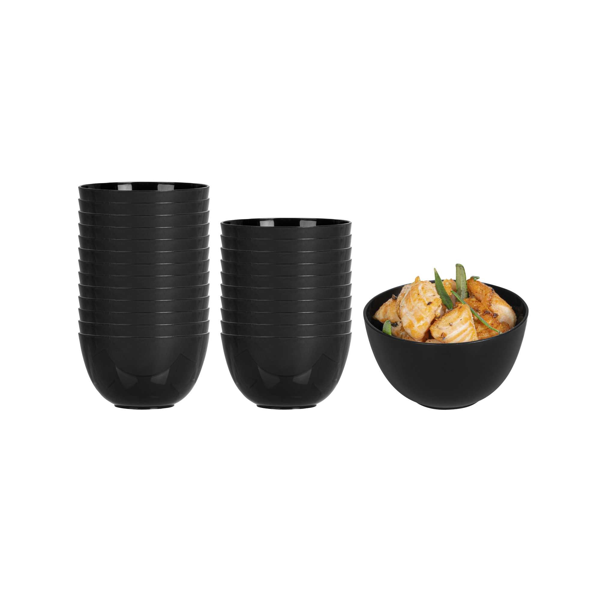 Mini Serve 4 oz Round Black Plastic Bodega Cup - 3" x 3" x 1 3/4" - 20 count box