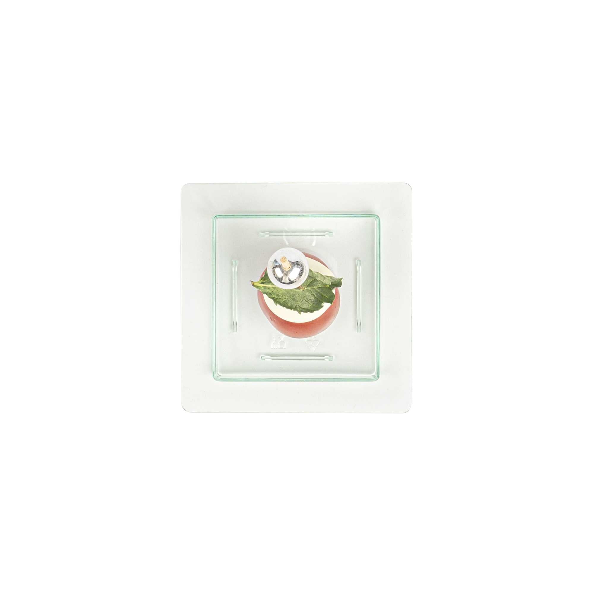 Mini Serve Square Seagreen Plastic Mini Edge Plate - 2 3/4" x 2 3/4" - 100 count box