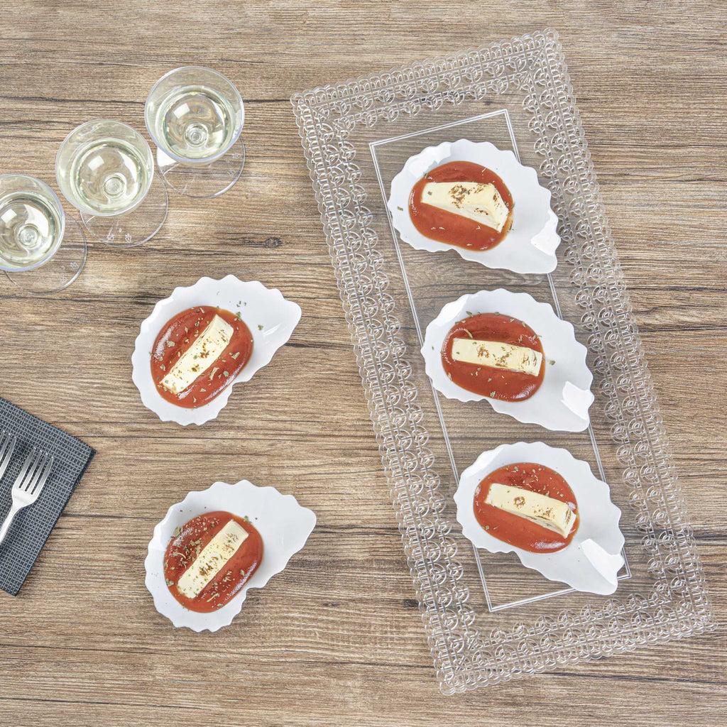 Mini Serve White Plastic Mini Coquille Plate - 3 1/4" x 3 1/4" x 1/2" - 100 count box