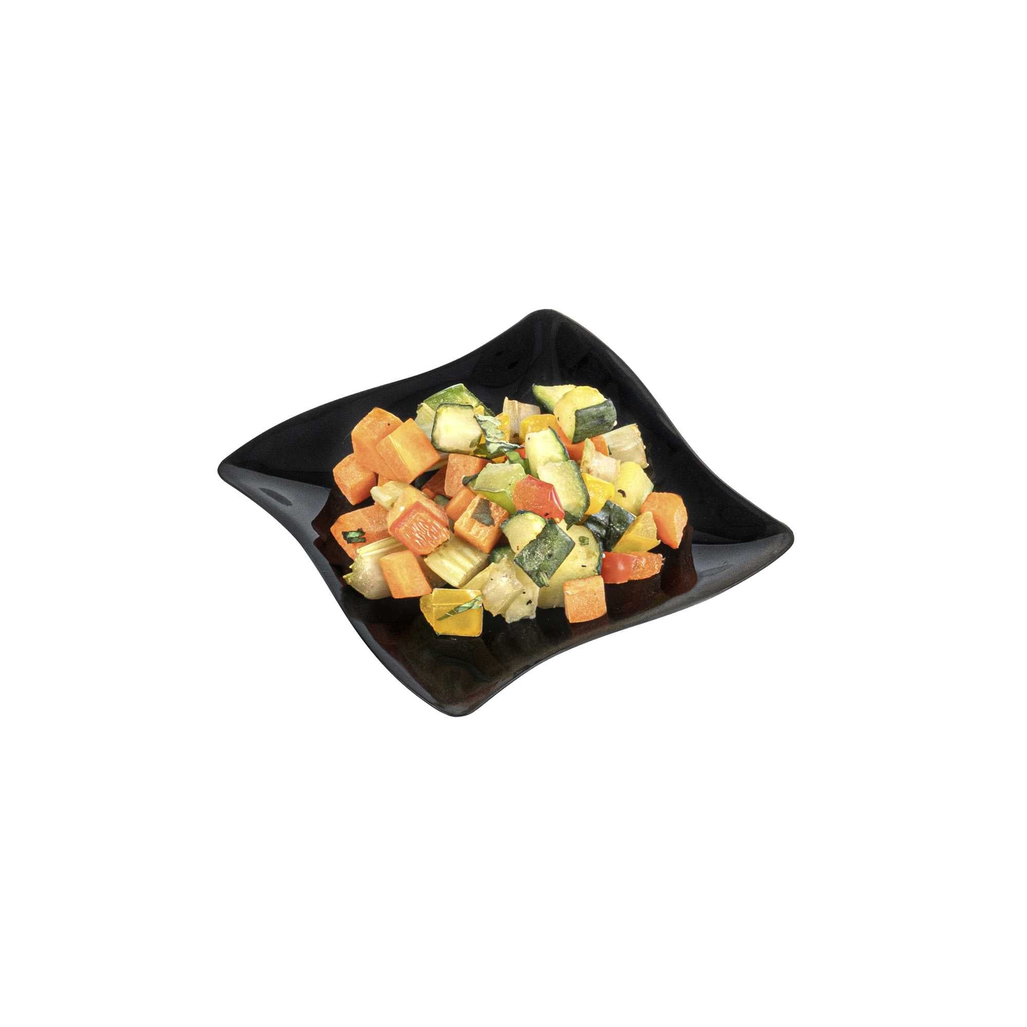 Mini Serve Square Black Plastic Aqua Plate - 3" x 3" - 100 count box