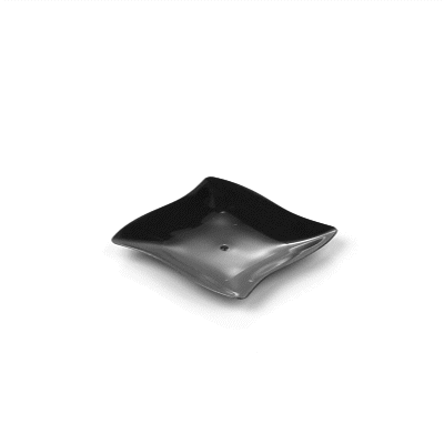 Mini Serve Square Black Plastic Aqua Plate - 3" x 3" - 100 count box