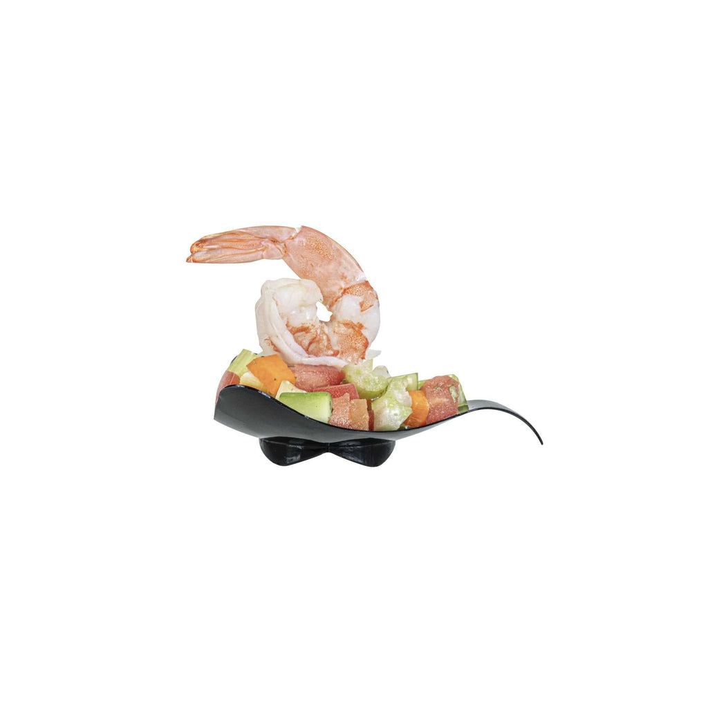 Mini Serve Triangle Black Plastic Shooting Star Appetizer Plate - 3" x 3" - 100 count box
