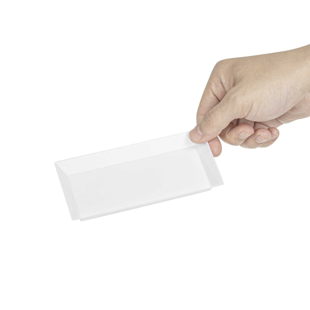 Mini Serve Rectangle White Plastic Plate - 5" x 2 1/2" x 1/2" - 100 count box