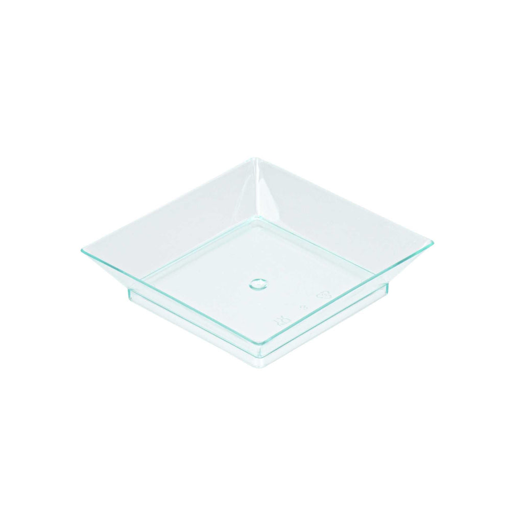 Mini Serve Square Seagreen Plastic Mini Modern Plate - 2 1/2" x 2 1/2" x 1/2" - 100 count box