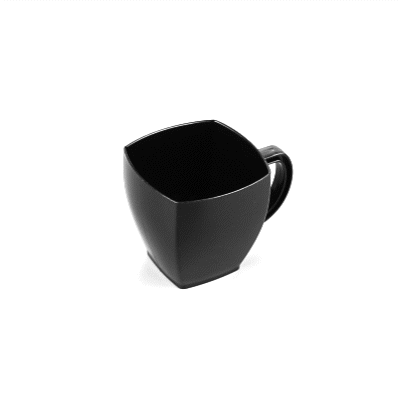 Restpresso 5 oz Square Black Plastic Cafe Cup - 2 1/2" x 2 1/2" x 2 1/2" - 100 count box
