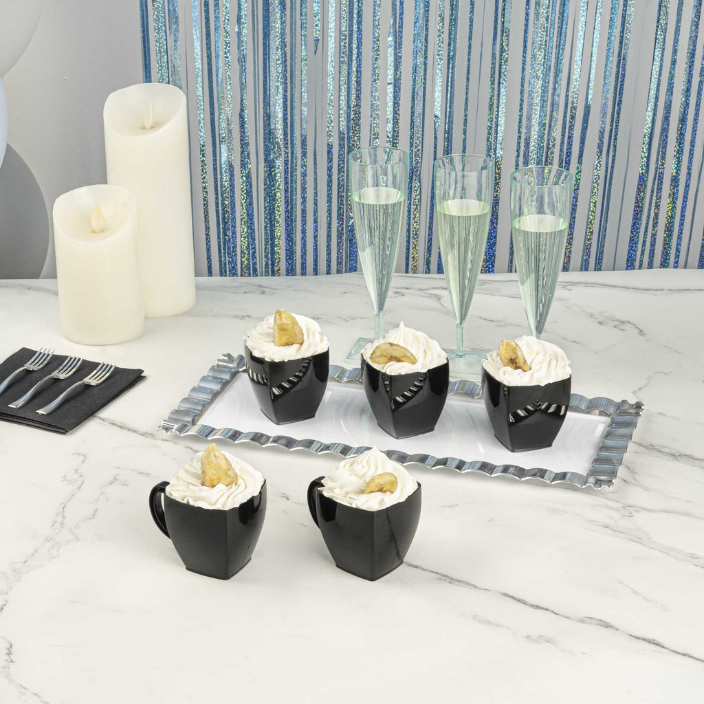 Restpresso 5 oz Square Black Plastic Cafe Cup - 2 1/2" x 2 1/2" x 2 1/2" - 100 count box