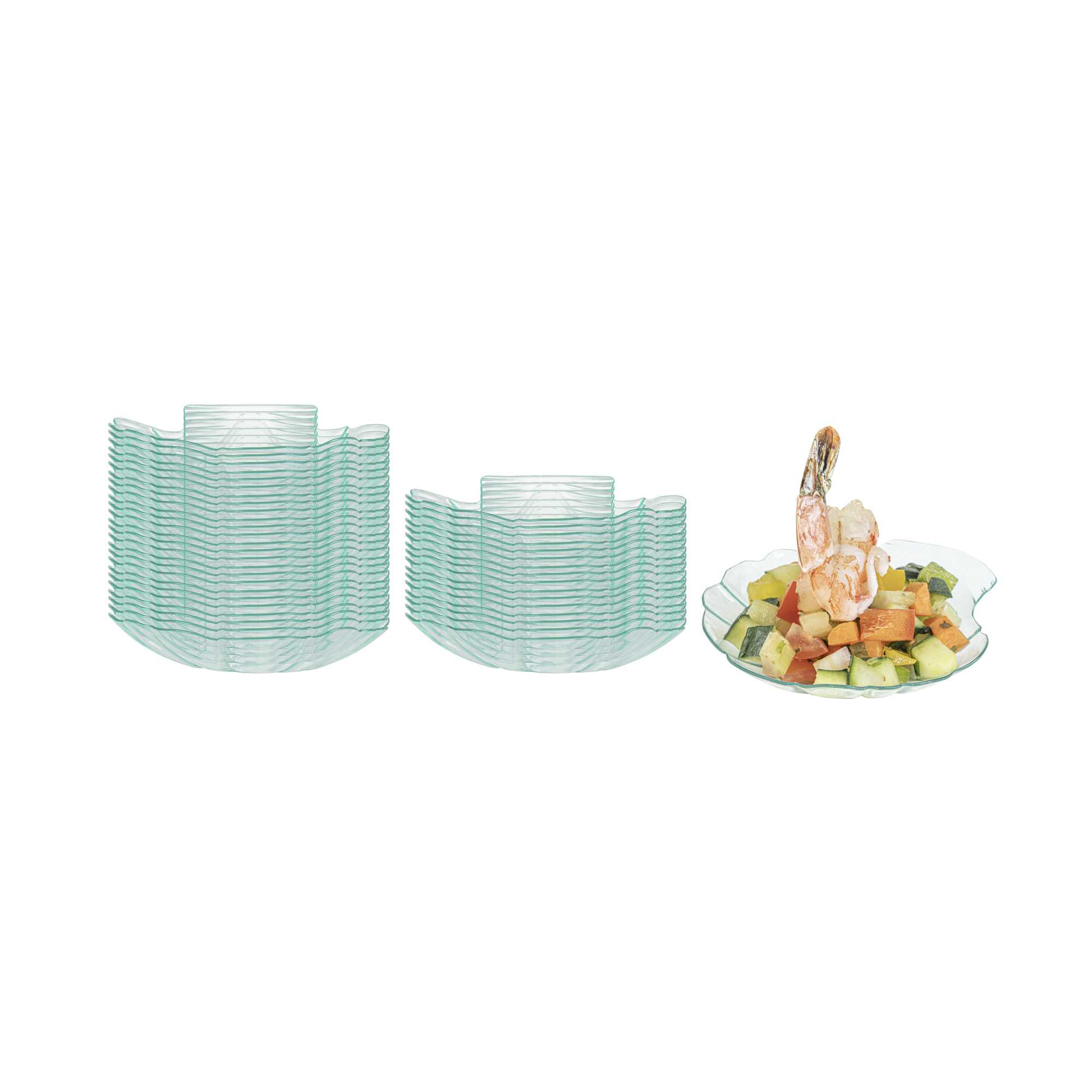 Mini Serve Seagreen Plastic Shell Plate - 3 1/4" x 3 1/4" x 1/2" - 100 count box