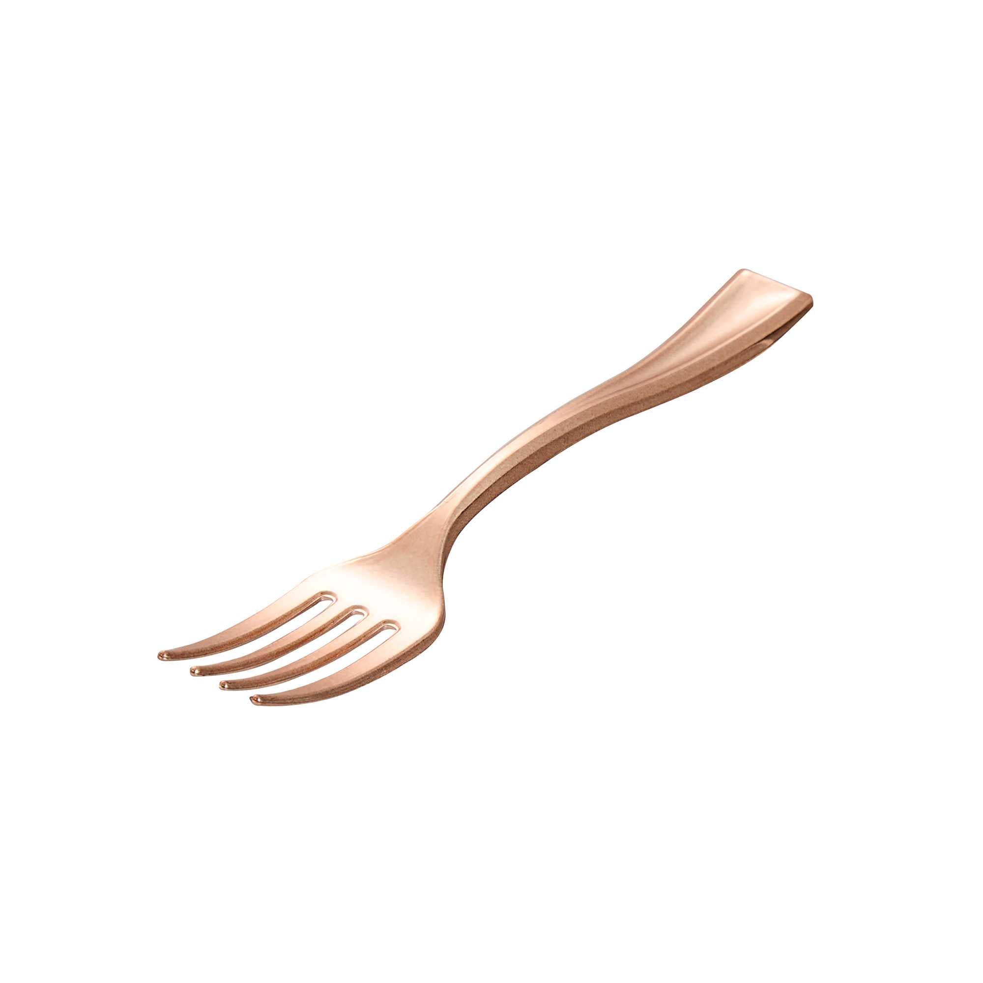 Mini Serve Rose Gold Plastic Mini Fork - 4" - 100 count box