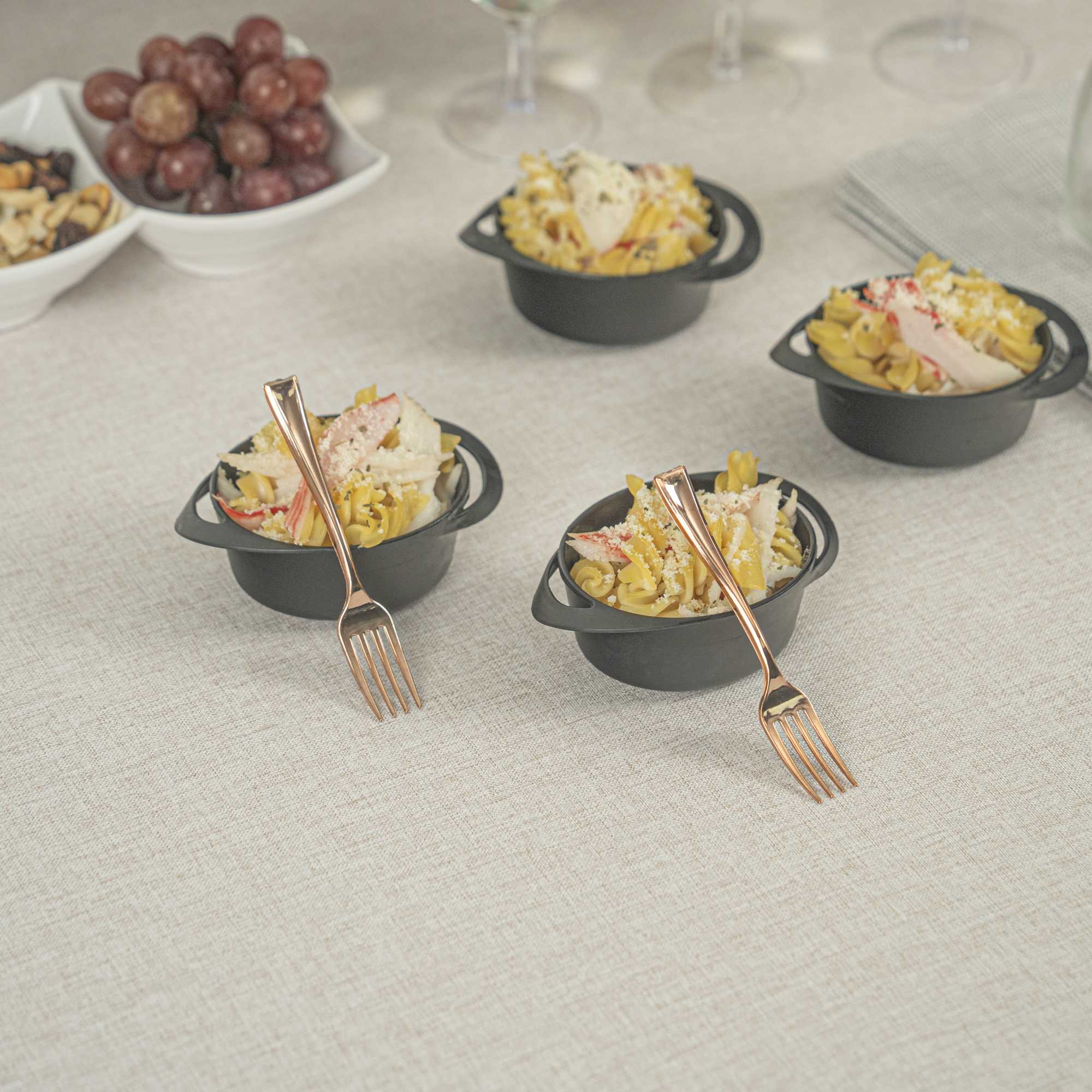 Mini Serve Rose Gold Plastic Mini Fork - 4" - 100 count box