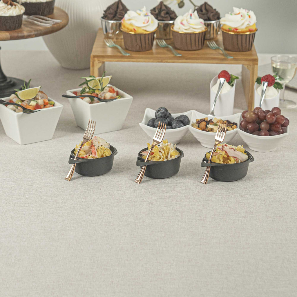 Mini Serve Rose Gold Plastic Mini Fork - 4" - 100 count box