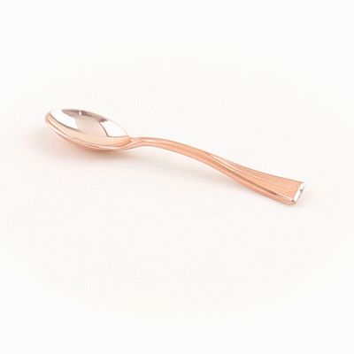 Mini Serve Rose Gold Plastic Mini Spoon - 4" - 100 count box