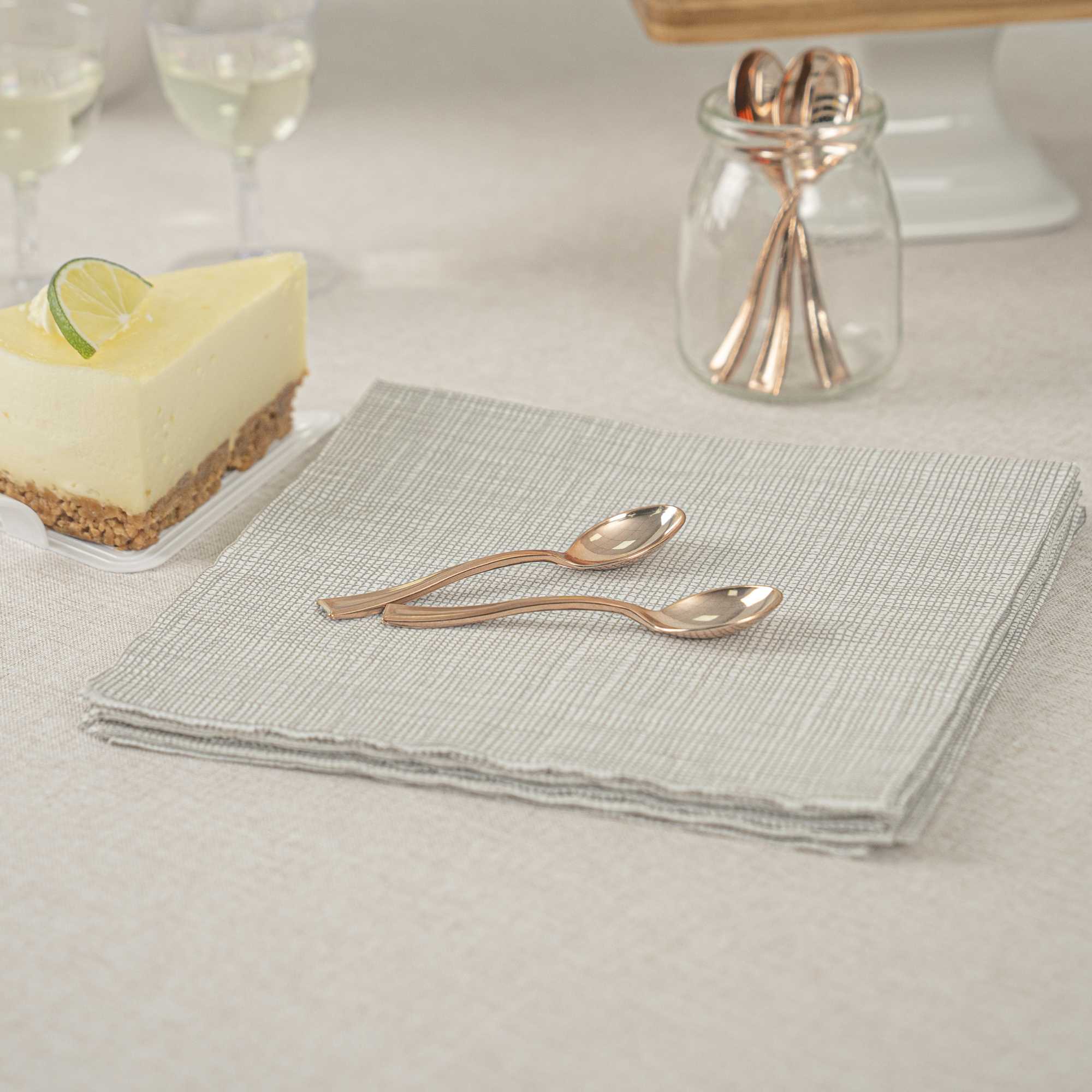 Mini Serve Rose Gold Plastic Mini Spoon - 4" - 100 count box