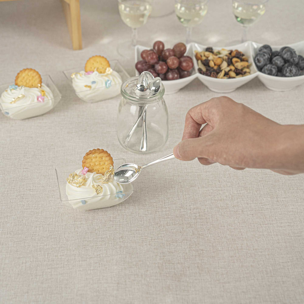 Mini Serve Silver Plastic Mini Spoon - 4" - 100 count box