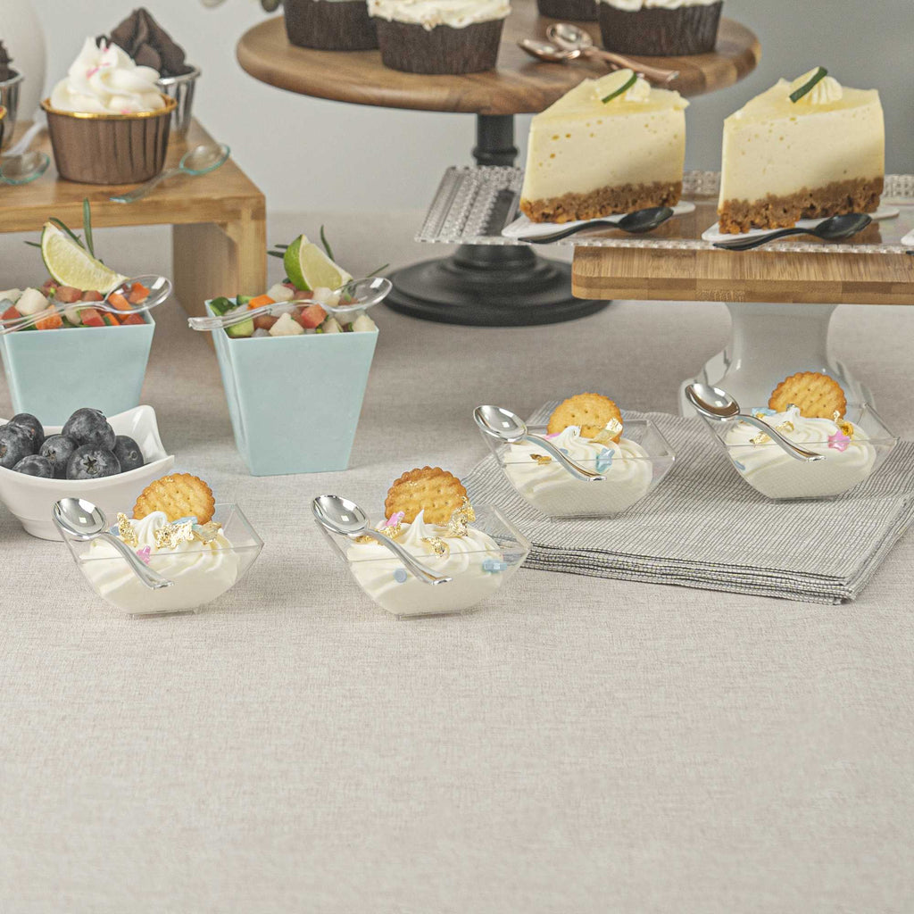 Mini Serve Silver Plastic Mini Spoon - 4" - 100 count box