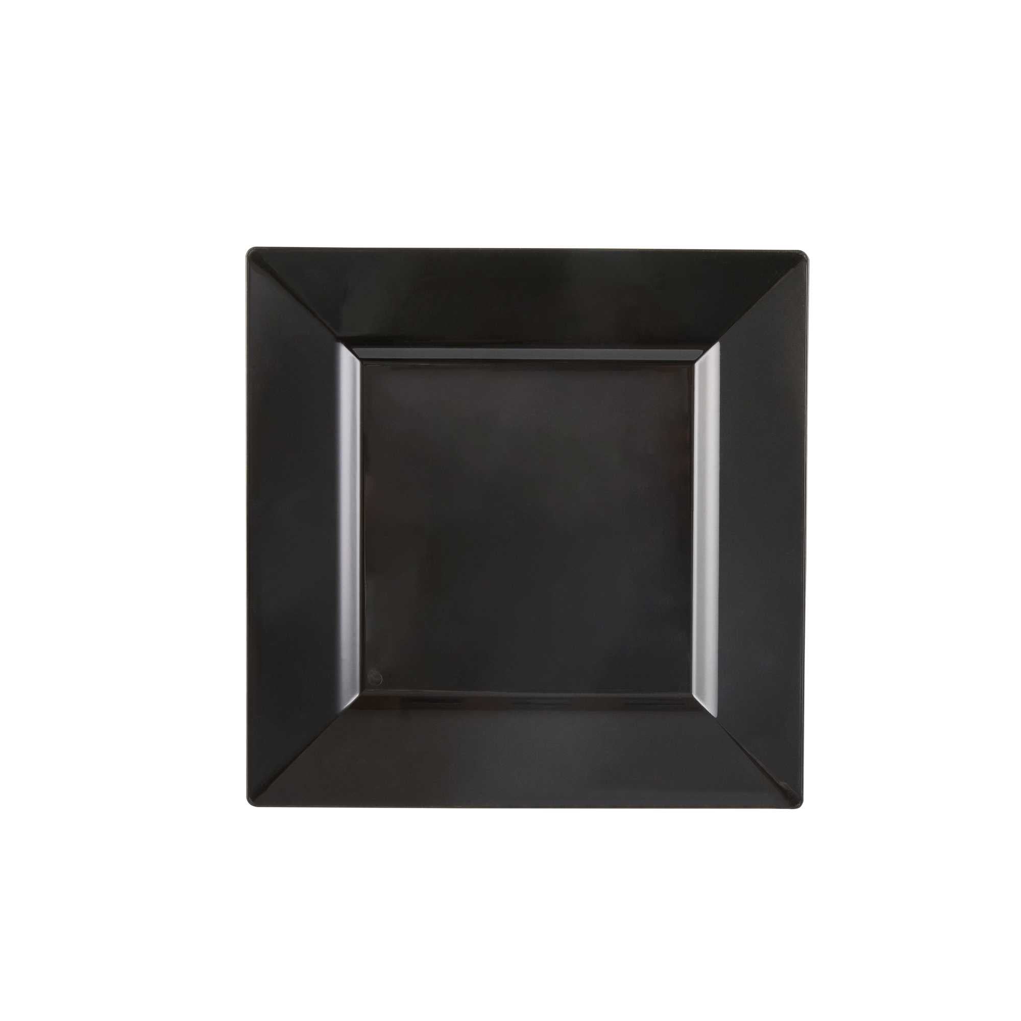 Maxi Serve Square Black Plastic Modern Plate - 9 1/2" x 9 1/2" x 1/2" - 100 count box