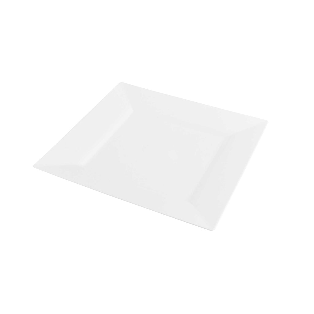Maxi Serve Square White Plastic Modern Plate - 9 1/2" x 9 1/2" x 1/2" - 100 count box