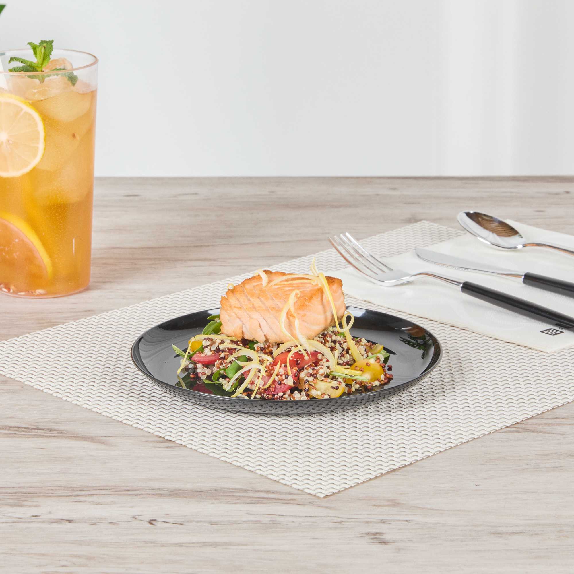Maxi Serve Round Black Plastic Medium Elegant Plate - 7" x 7" - 100 count box