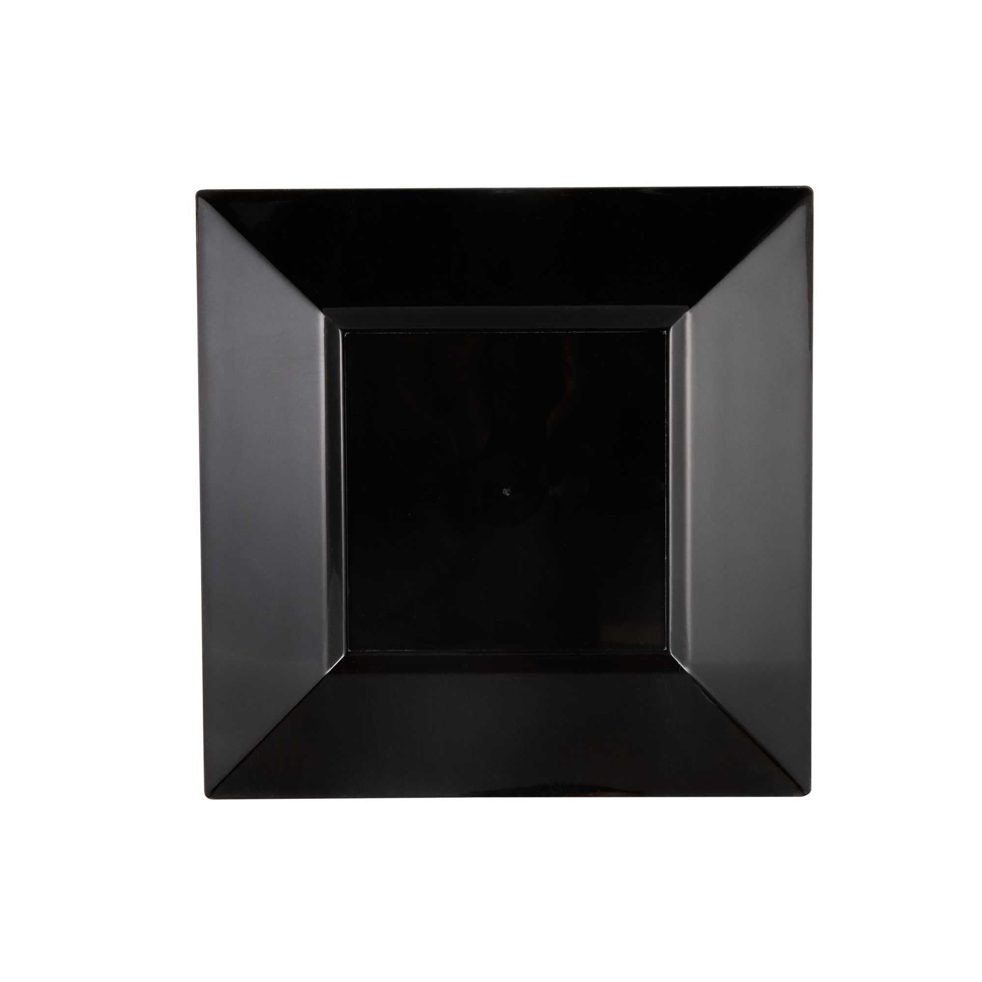 Maxi Serve Square Black Plastic Medium Plate - 8 1/4" x 8 1/4" x 1/2" - 100 count box